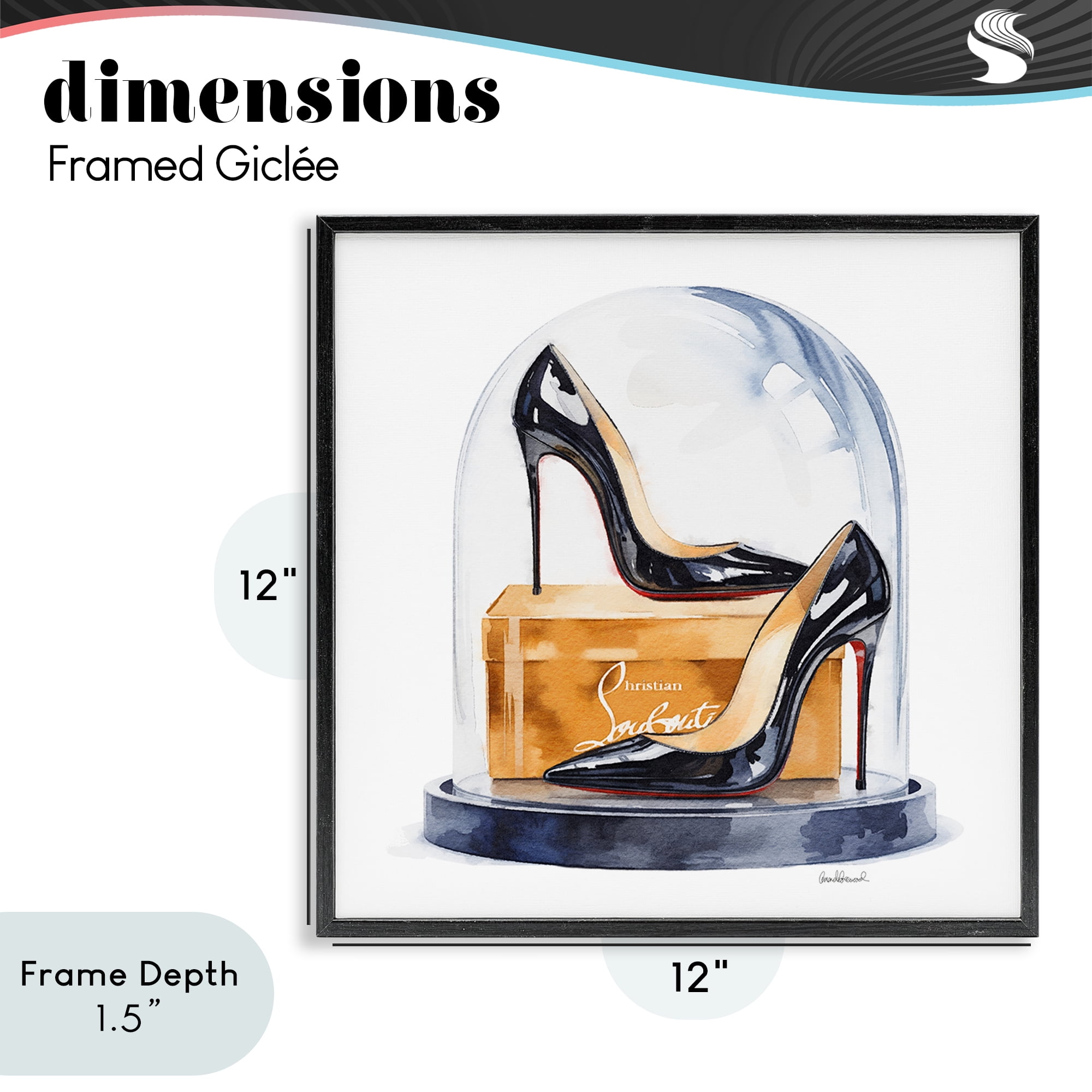 Stupell Industries Black High Heels Dome Black Framed Giclee Art, design by Amanda Greenwood