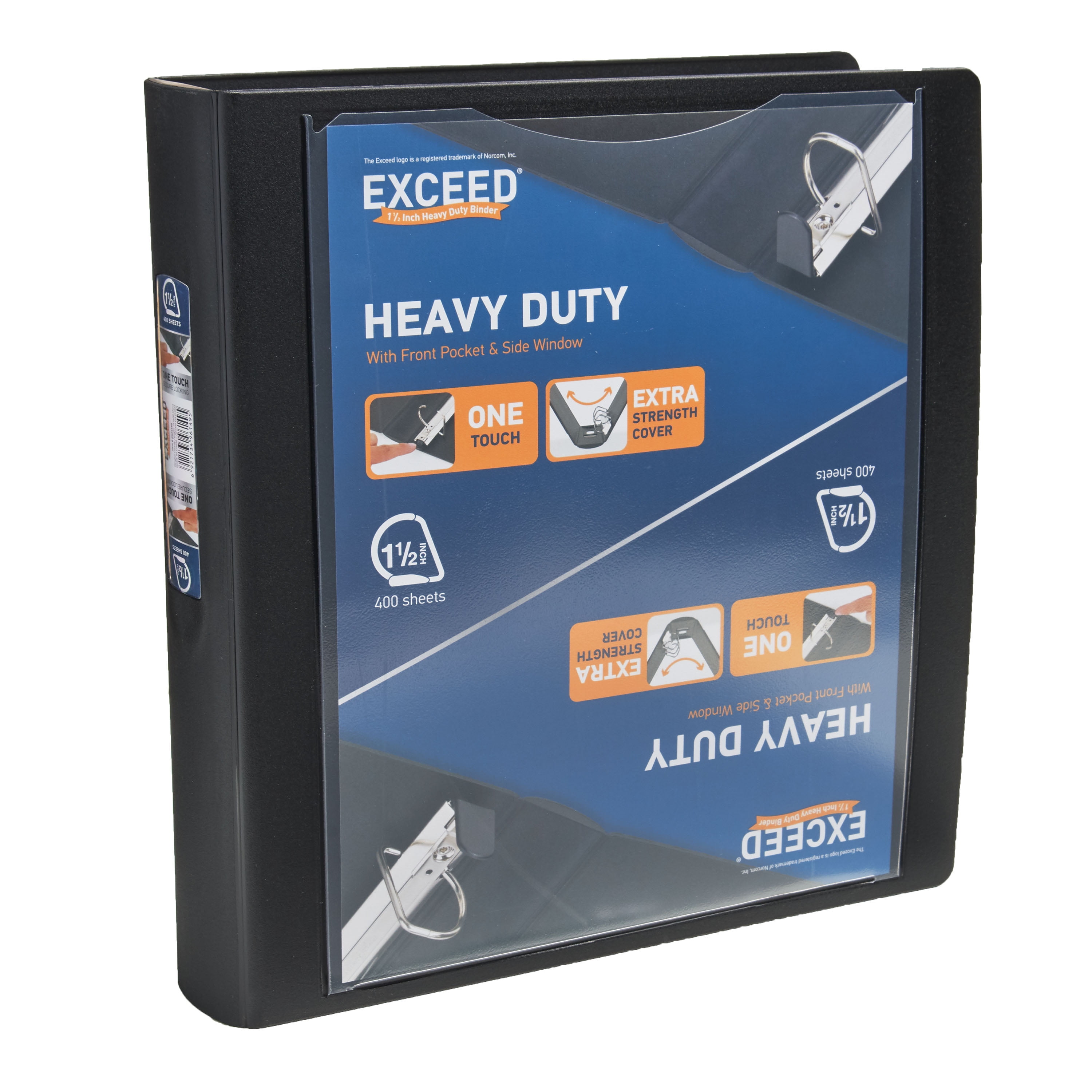 Exceed 3Ring Heavy Duty Binder, 1.5” Black, Slant Ring