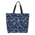 thumbnail image 1 of Balery Dark Blue Christmas Bolsa Tote Estilo Estético con Cremalleras, Bolsa de Hombro, Bolsa de Compras Grande y Plegable, 1 of 8