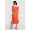 thumbnail image 3 of Women's Ruffle Hem Off The Shoulder Midi Dress with Faux Buttons, 3 of 3