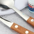 thumbnail image 2 of FZFLZDH 3pcs Stainless steel solid wood handle knife, fork, spoon and tableware set (yellow wood), 2 of 5