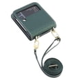 thumbnail image 2 of Dteck For Samsung Galaxy Z Flip4,Shockproof Artificial Leather Adjustable Shoulder Strap Case Cover,Green, 2 of 7