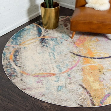 Unique Loom Chromatic Collection Area Rug - Imperial (8' Round Multi/Beige)