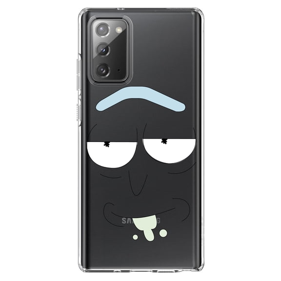 DistinctInk Clear Shockproof Hybrid Case for Samsung Galaxy Note 20 (6.7" Screen) - TPU Bumper, Acrylic Back, Tempered Glass Screen Protector - "Wubba Lubba Dub Dub" Face