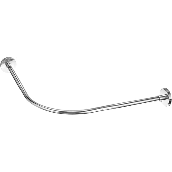 Stretchable Shower Curtain Rod Rack Stainless Steel, L Shaped Corner Shower Curtain Rod No Drill for Bathroom, 90-130cm/35"-51" Adjustable Length