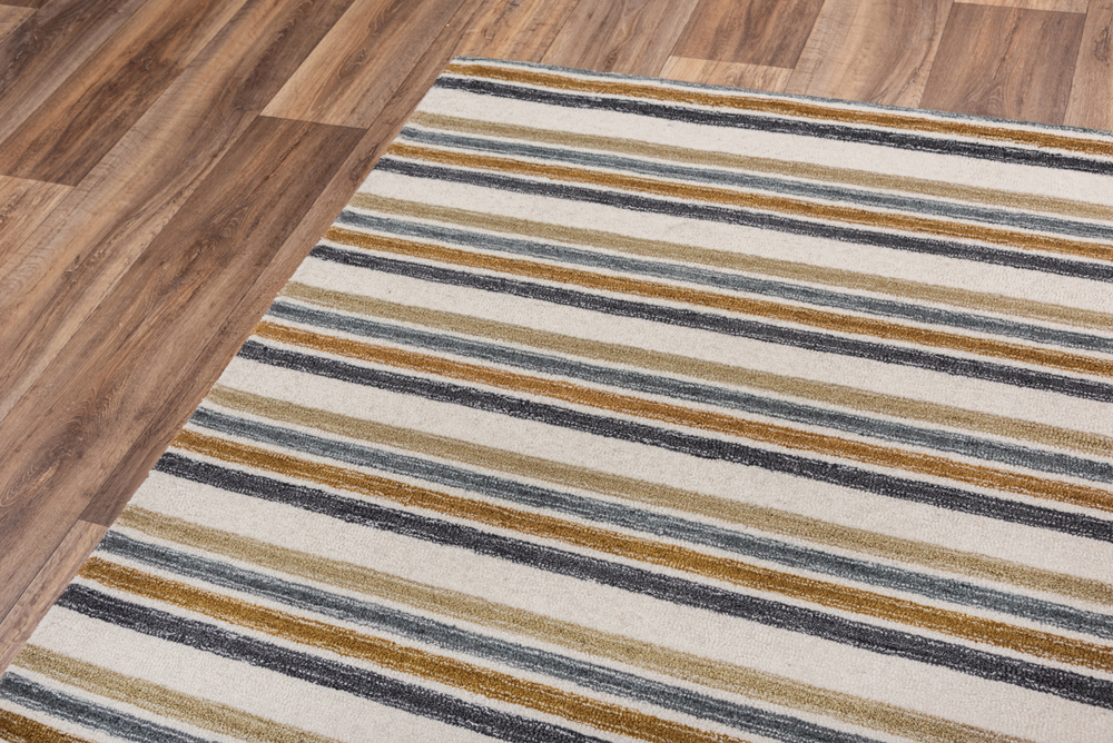 Rizzy Home Tetra Striped Contemporary Area Rug, Dark Yellow