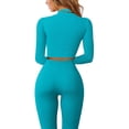 thumbnail image 7 of Seamless Workout Sets for Women 2 Piece High Waist Running Shorts and Long Sleeve Crop Tops Gym Yoga Sets Sweatsuit Ladies Clothes, 7 of 7
