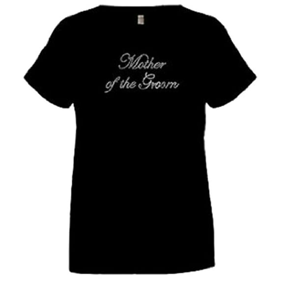 Mother of The Groom Rhinestone Short Sleeve T-shirt for Ladies-XL Black