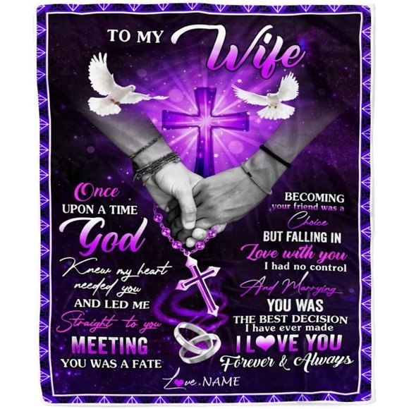 LHSHID Personalized to My Wife Blanket from Husband Meeting You was Fate Wife Anniversary Wedding Valentines Day for Her Birthday Christmas Fleece Throw Blanket