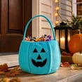 thumbnail image 4 of Halloween Trick Or Treat Bag Light Blue 10 Inch Pumpkin Trick Or Treat Bucket Halloween Candy Bucket with Handle Kids Halloween Accessory Light Blue Halloween Party Decor, 1 Pack, 4 of 6