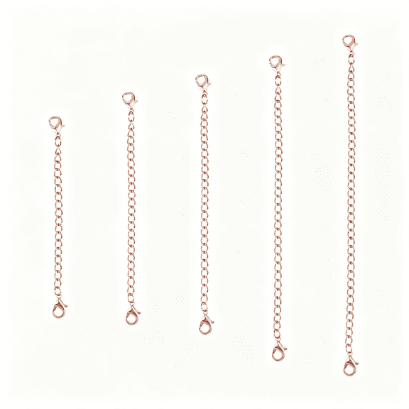 DESIGNICE 5Pcs Necklace Extenders Chain Extenders Set for Necklace Bracelet Diy Jewelry Making,Diy Jewelry Making Chain Extenders for Necklaces(Rose Gold)