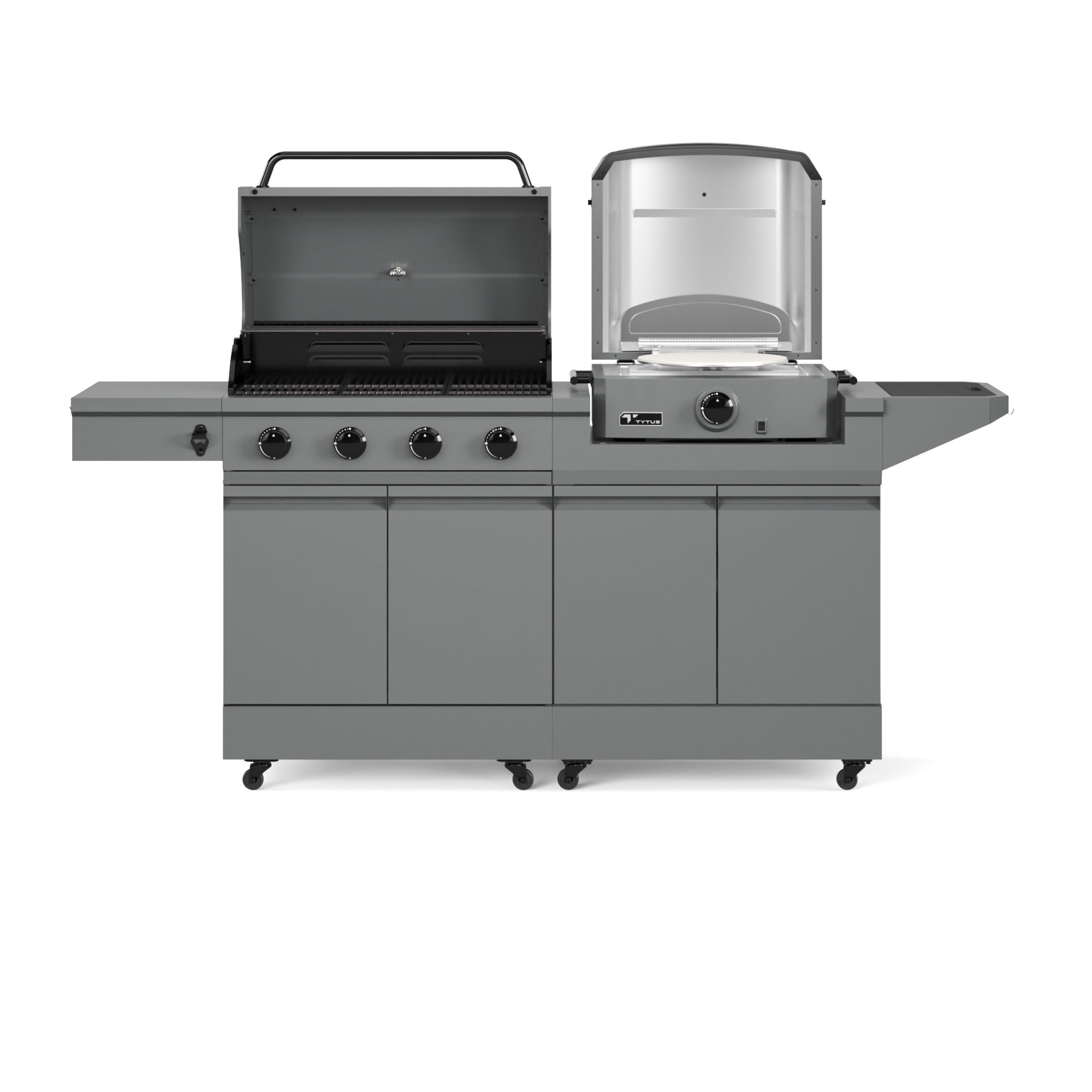 TYTUS Modular Grilling Collection 4-Burner Gas Grill, Pizza Oven with Cart, and Grill Light