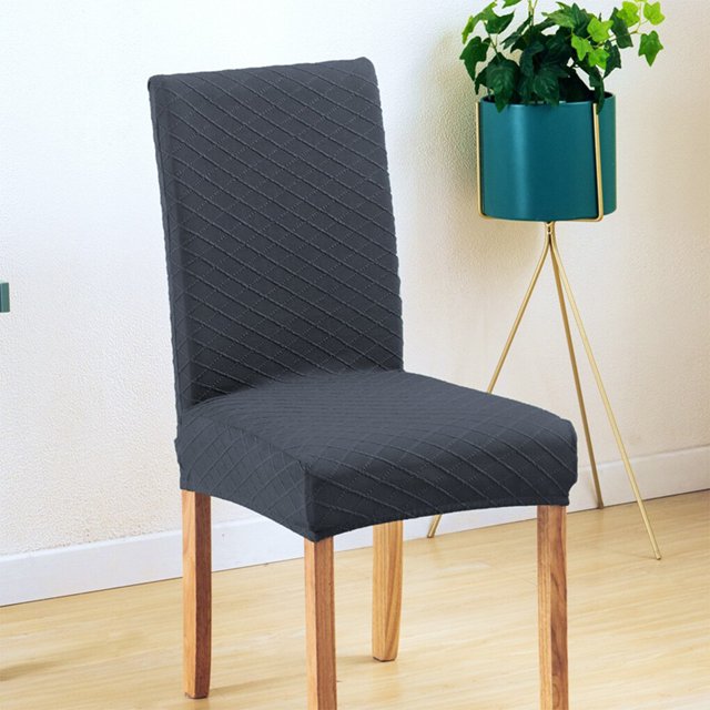 Couverture de Chaise de Salle à Manger Solide Confortable Universel à Domicile Fournitures Anti-Rides Rotation Housse Résistant à l'Usure Forme de Diamant Style Simple Gaine de Protection Gris