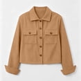 thumbnail image 5 of Trgacdwlo Womens Fashion Cropped Corduroy Jackets Button Down Jacket Tops Fall Trendy Long Sleeve Coat Outwear with Pockets Khaki XL, 5 of 5