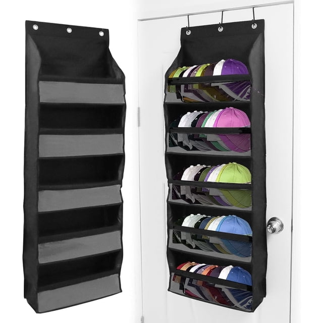 Organizador de Sombreros de 5 Niveles, Soporte Colgante para Gorras con 3 Ganchos, Organizador de Gorra de Béisbol, Tejido Oxford