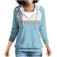 thumbnail image 2 of SwiftWear Women's Colorblock Raglan Sleeve Zip up Hoodie Slim Fit Pullover sweatshirt with Front Pockets, Stretch Comfort Plus Size Casual Wear Jacket Sky Blue, 2 of 9