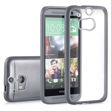 Cover Htc Ph39100 HTC One M8 Case, GreatShield RETAIN Slim Bumper Snap On Back Cover for HTC One (M8) 2014 (Transparent / Gray) ()