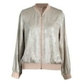 thumbnail image 4 of larppty Women's Metallic Zipper Bomber Jackets Outwear Long Sleeve Lightweight Jacket Coats for Party (White, 4XL), 4 of 4