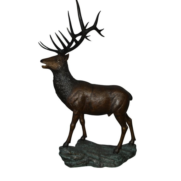 Standing Elk, life size bronze statue - Size: 42"L x 31"W x 77"H.