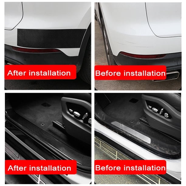 10M Nano Carbon Fiber Car Sticker DIY Paste Protector Strip Auto Door Sill Side Anti Scratch Tape Self-Adhesive Anti-Collision50MM X 10M He Qiyong unisex