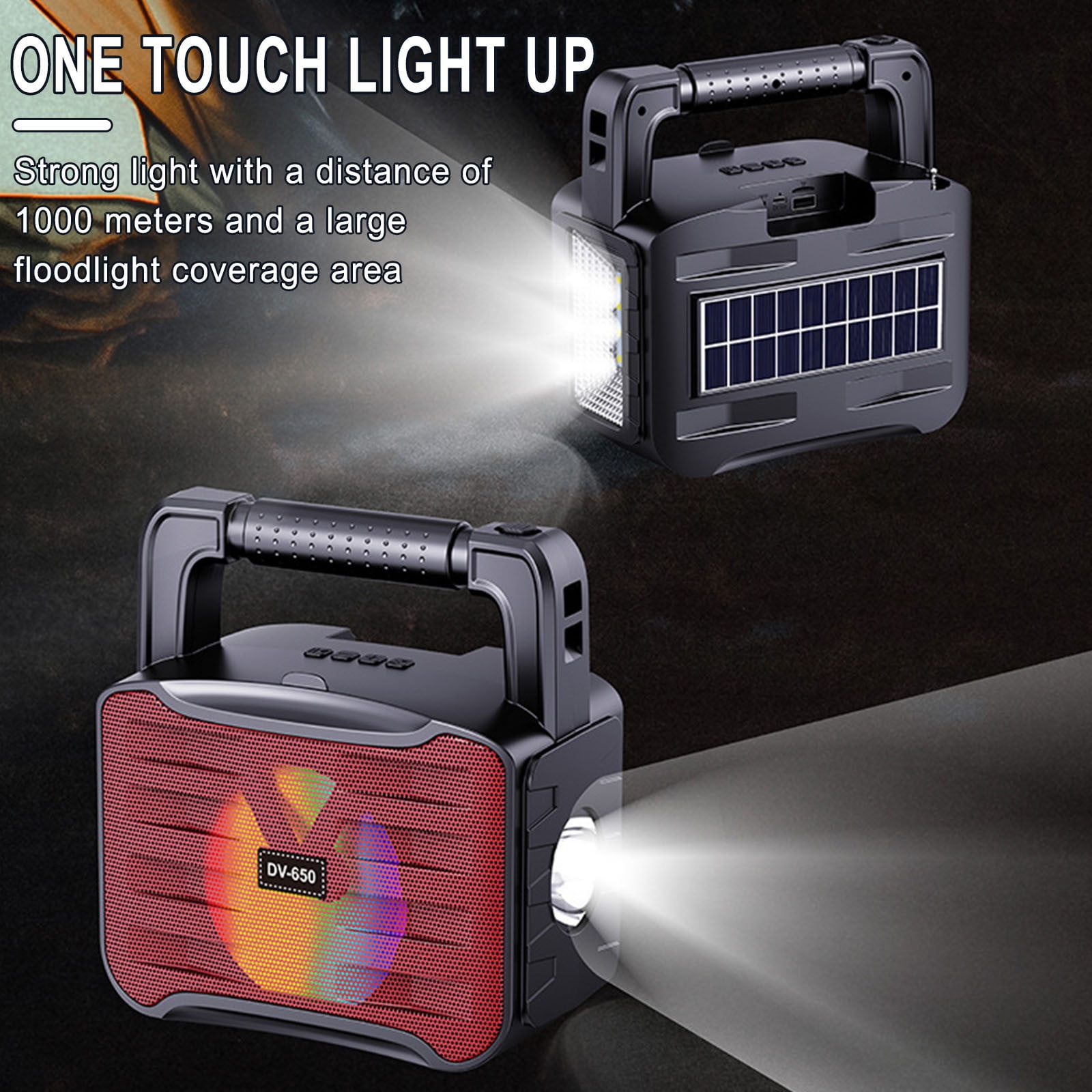 Matoen Camping Flashlight Emergency Radio Hand Crank Solar Bluetooth Speaker, Portable Battery Powered Waterproof Radio Flashlight Phone Charger, Reading Light