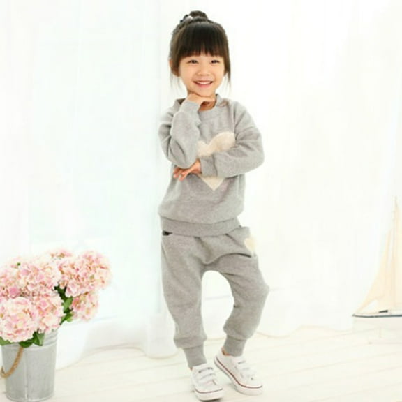 EnJoCho Baby Boy and Girl Twins Clothes Kids Clothes Long Sleeve Heart Print Tracksuit  Harem Pants Outfits Set Children School Home Fashion Wear