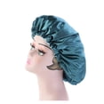 thumbnail image 3 of Gorro de dormir de satén de doble capa color caqui para mujer, gorro elástico ajustable para el cuidado del cabello durante la noche., 3 of 5