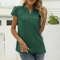 thumbnail image 2 of Chiffon Tops For Women Cute Cap Sleeve Dot Print Button Down V Neck Loose Blouse Comfortable Soft Solid Shirt, 2 of 2