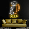 thumbnail image 2 of Craftnamesign Beer Gushing Neon Sign, Beer Wall Art,Bar Pub Led Light Wall Decor, 2 of 4
