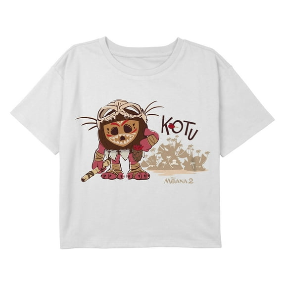 Girl's Moana 2 Kotu Movie Logo Portrait Graphic Cropped T-Shirt