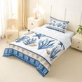 thumbnail image 2 of jejeloiu Sea Beach Ocean Twin Comforter Sets,Coastal Border Print Bedding Set For Boys,Blue White,Reversible,2 Pieces,1 Comforter and 1 Pillowcase, 2 of 7