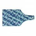 thumbnail image 1 of Blue Cutting Board, Retro Style Vintage Modern Design with Mosaics and Geometrical Squares, Decorative Tempered Glass Cutting and Serving Board, Wine Bottle Shape, Pale Blue Dark Blue, by Ambesonne, 1 of 1