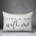 thumbnail image 2 of Creative Products Come & Sit With Me Bold Script White and Grey 14x20 Indoor / Outdoor Pillow, 2 of 2