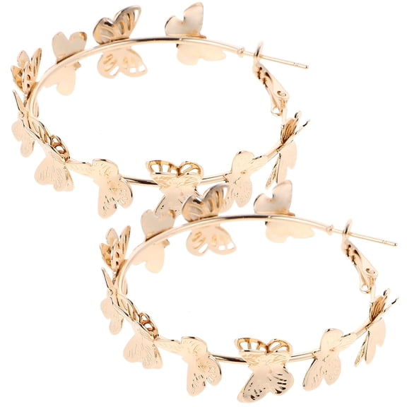 DESIGNICE Butterfly Hoops Golden Metal Earrings
