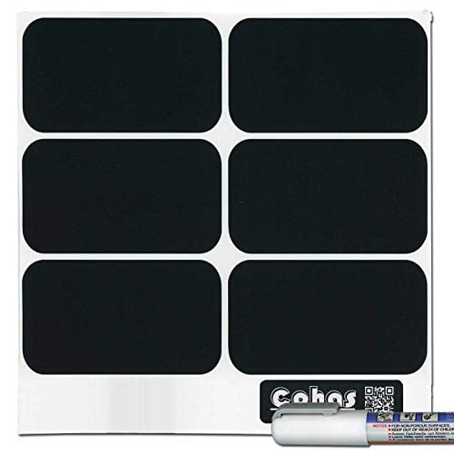 Cohas Chalkboard Labels in Large Rectangle Shape Includes Liquid Chalk Marker and 18 Labels Fine Tip White Marker