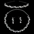 thumbnail image 4 of HEMOTON Bridal Wedding Rhinestone Decorated Floral Jewelry Set Tiara Necklace Earrings (Silver), 4 of 6