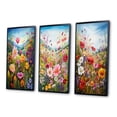 thumbnail image 3 of Designart "Mountain Spring Celebration of Wildflowers" Wildflowers Framed Wall Art Set Of 3 - Green Traditional Frame Canvas Set For Living Room Decor, 3 of 6