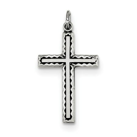 Sterling Silver Antiqued Cross Charm. (1.1in long x 0.6in wide)