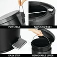 thumbnail image 4 of mDesign 30 Liter Round Metal Lidded Step Trash Can with Removable Liner - Black, 4 of 7