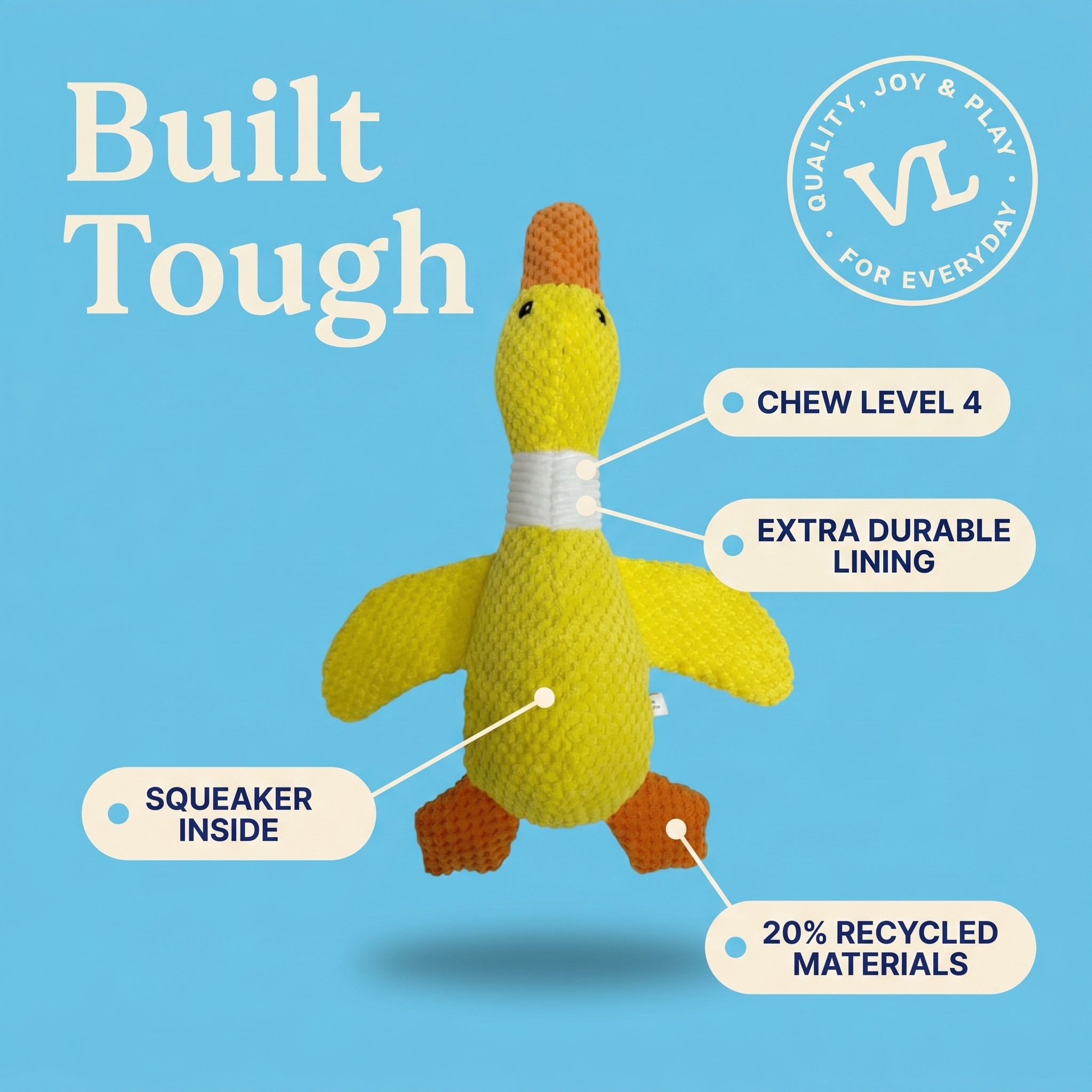 Vibrant Life Yellow Duck Plush Dog Toy with Squeaker photo 5