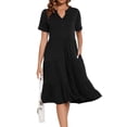 thumbnail image 1 of Vestido Jeqeocafy de verano para mujer, manga corta, cuello en V, midi, negro, 1 of 7