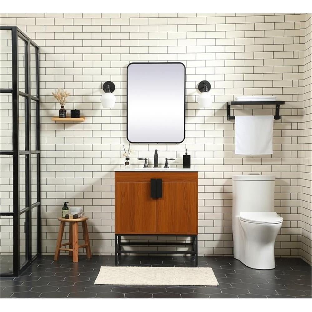 Elegant Kitchen and Bath 30 inch Single bathroom vanity in teak