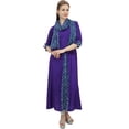 thumbnail image 3 of Bimba Indian Women Rayon Designer Purple A-Line Kurta Ethnic Kurti With Scarf - 26, 3 of 4
