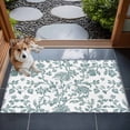 thumbnail image 4 of 2x3 Door Mat Rug, Teal Blue Green Non-Skid Rubber Backing Large Rectangle Rugs - Living Room Bedroom Home Office, Vintage Farmhouse Boho Flower Leaf Indoor Floor Mat Carpets Washable Rug, 4 of 9