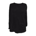thumbnail image 4 of Womens Comfort Cozy Sweaters for Anxiety Long Sleeve Round Neck Lightweight Casual Pullover Winter Warm Long Tops Black M, 4 of 5