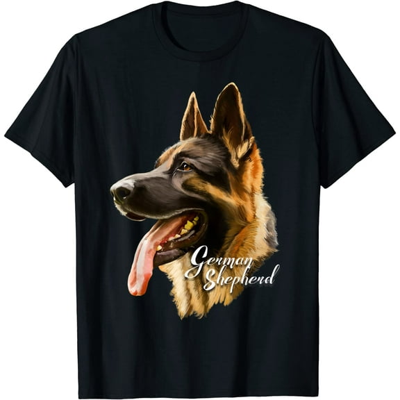 Womens Mens German Shepherd Sharp Dog T-Shirt Dogs Tee Shirt Gifts Black Tee