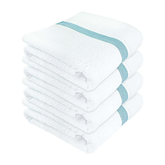 SussexHome Hotel-Quality 4 x Large Bath Towels - Ultra-Absorbent 100% Natural Cotton Bath Sheet Towels for Bathroom - 35 x 67 Inches Bordered Design Plush Thick Luxury Bath Towels