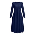 thumbnail image 7 of Omexry Work Dresses for Women Women's Fashion And Leisure Splicing Long Sleeve Round Neck Loose And Comfortable Dress, 7 of 7