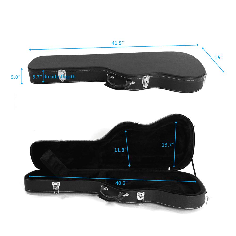 Tcbosik Electric Guitar Hard Case, Hard-Shell Protective Carrying Case with Lock for GST/GTL Style, Black