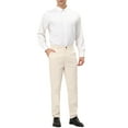 thumbnail image 2 of INSPIRE CHIC Men's Dress Trousers Solid Color Flat Front Skinny Business Pants Beige 32, 2 of 6
